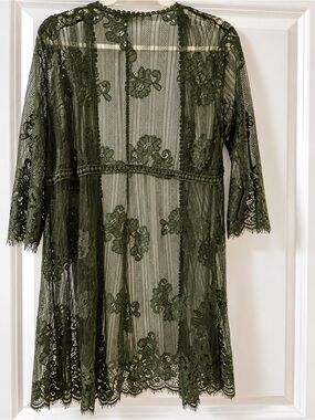 paper tee Olive Green Lace Overlay Jacket - Long Sleeve